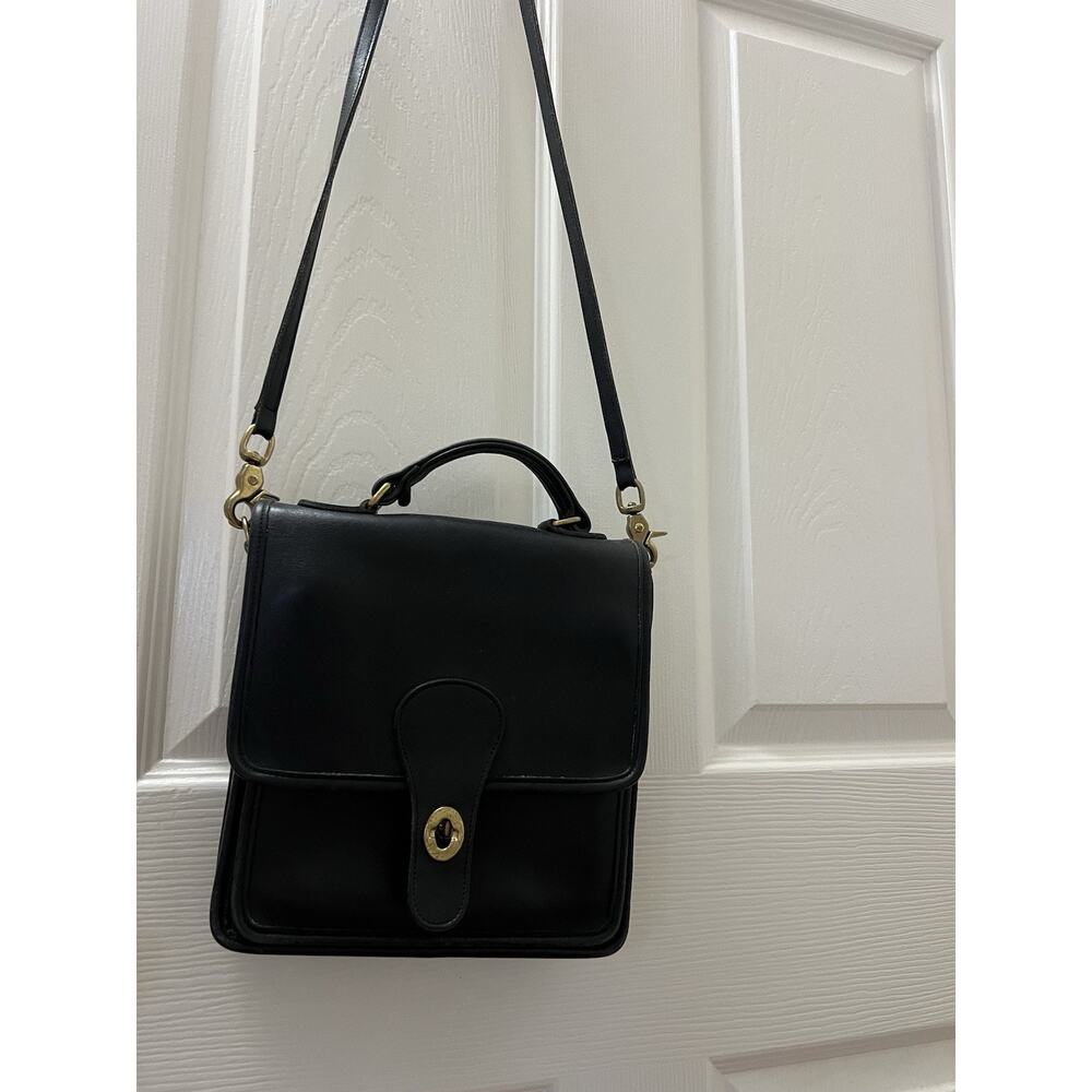 Vintage Coach Station Bag 5130 Black Glove Leather Crossbody Purse USA Turnlock